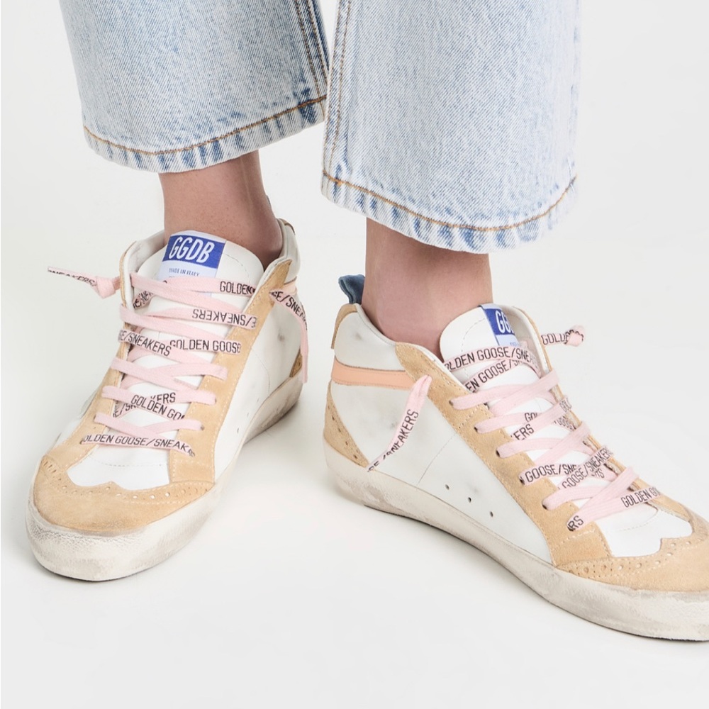 Golden Goose Mid Star white sand peach